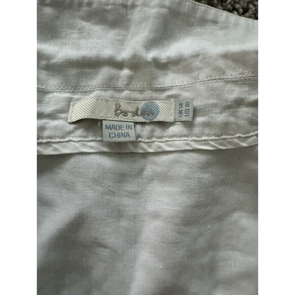 Boden Casual Classic White Linen Tunic Dress Top Silver Embroidered Size 10 - Picture 5 of 6
